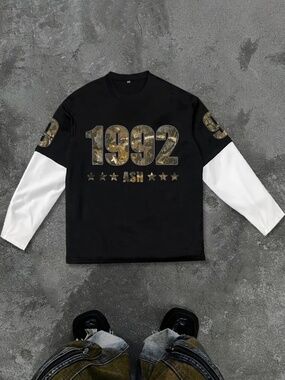 1992 Ash  Black Graphic Long Sleeve Shirt size small